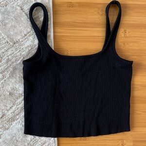WSLY Black Ribbed Crop Top